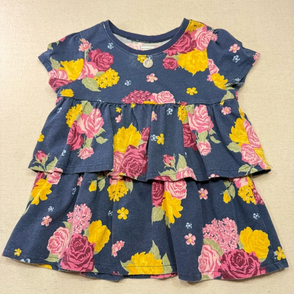 Garanimals Floral Girls Top - Blue with Pink and Yellow Flowers - Size 5T
